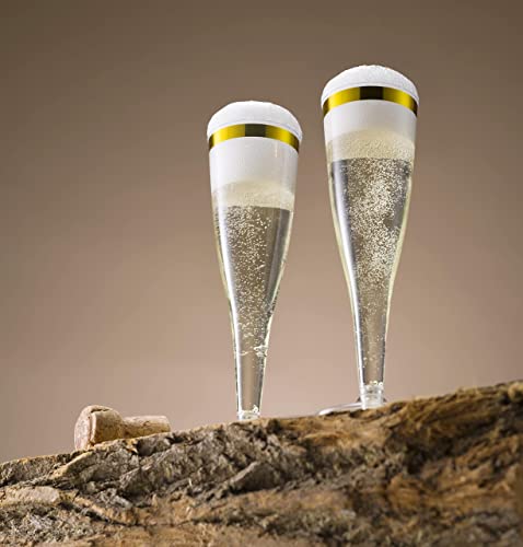 Munfix 50 Pack Gold Rimmed Plastic Champagne Flutes 5 Oz Clear Plastic Toasting Glasses Fancy Disposable Wedding Party Cocktail Cups With Gold Rim #TOP6