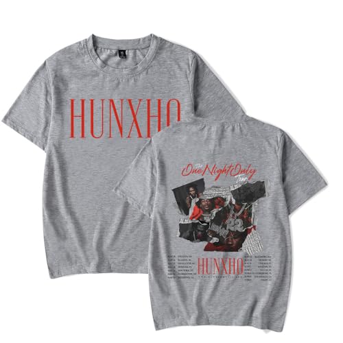 Hunxho The One Night Only Tour T-Shirt Femmes Hommes Rapper Merch Summer Vintage Mode Manches Courtes Streetwear, gris, XXL