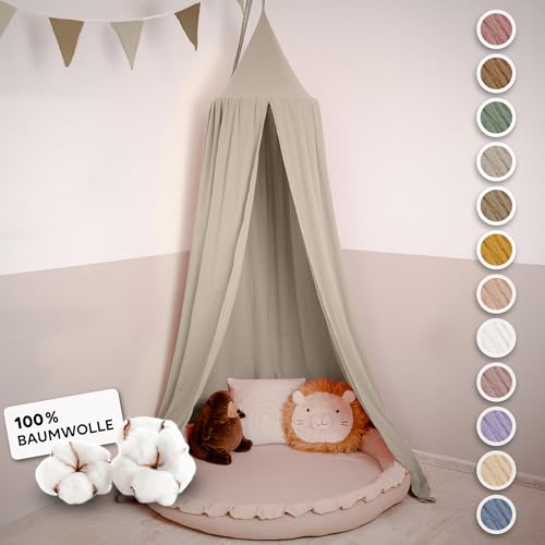 lilimaus Baldachin Kinderzimmer [in 12 Farben] - Betthimmel aus 100% Baumwolle Musselin Handmade für Mädchen & Jungen - Babybett Himmel als Babyzimmer Deko - Vorhang für Kinderbett, Kuschelecke