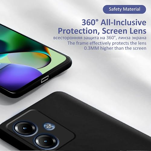 Image of Knotyy Rubberised Back Cover for Motorola G54 5G | Inner Velvet Fabric Lining | Matte Silicone Flexible |Raised Bumps for Camera & Screen Protection Back Case Cover - Black