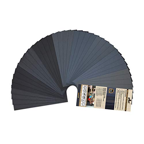 LANHU 400 to 3000 Assorted Grit Sandpaper for Wood Furniture Finishing, Metal Sanding and Automotive Polishing, Dry or Wet Sanding, 9 x 3.6 Inch, 36-Sheets