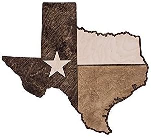 Country Rebel Lonestar Texas Two-Tone Wood Home Decor Wooden Wall Art - Made of Baltic Birch - Veteran Hand Crafted - Rustic Interior Design