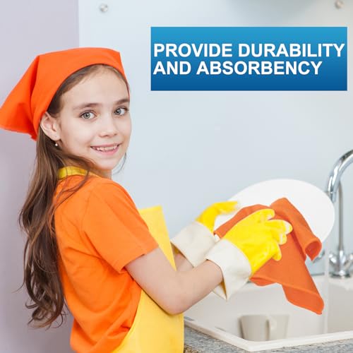 Image of Tenare 100 Pack 12'' x 12'' Microfiber Cleaning Cloths Reusable Cleaning Rags Bulk Microfiber Towels Softer Highly Absorbent Washcloths for House Kitchen Car Window(Orange)