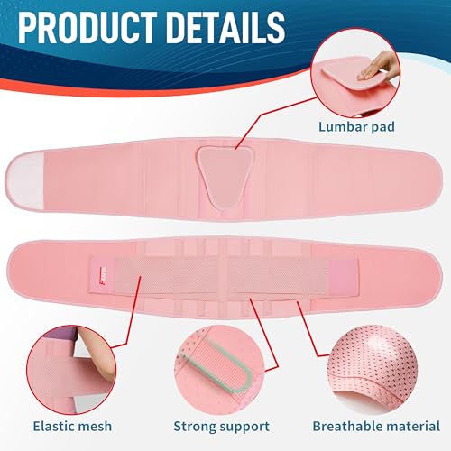Image of FEATOL Back Brace for Lower Back Pain, Breathable Back Support Belt for Women & Men with Lumbar Pad, Lumbar Support Belt for Heavy Lifting & Work, Pink, 3XL (Circumference:54-63 inch)