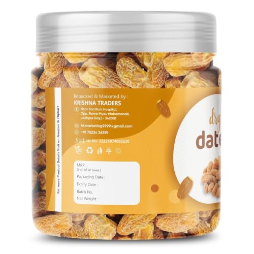 Image of Heaven Bites Yellow Dry Dates 900g Sukha Khajoor | Pila Chuara | Kharik | Fresh, Pure & Natural Dry Fruit 900gm