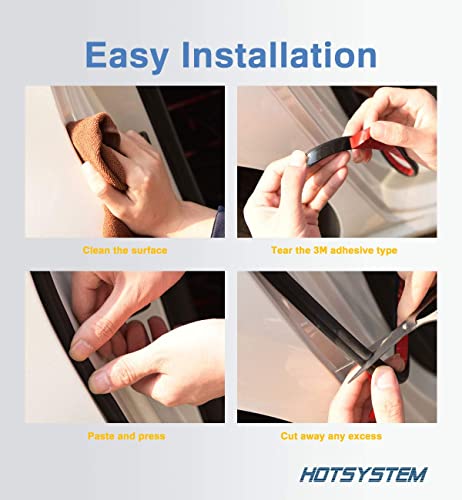 Image of HOTSYSTEM D-Shape Door Rubber Seal Strip Weatherstrip 3M Self Adhesive Hollow for Car Truck Motor Door Cover Trunk (Black, 13.12 feet)