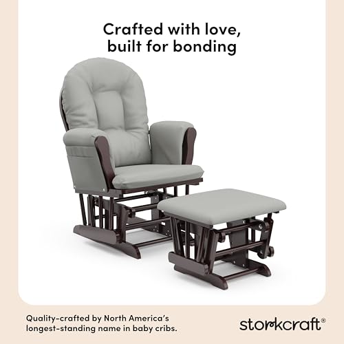 Storkcraft Premium Hoop Glider & Ottoman (Espresso/Light Gray) — GREENGUARD Gold Certified Nursery Glider, Solid Wood Craftsmanship, Smooth-Gliding Nursery Chair and Ottoman, Award-Winning by Storkcraft - Image 2