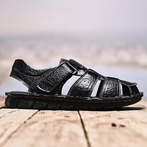 Men's Summer Handmade Leather Sandal Sport Sandals Closed Toe Outdoor Beach Shoes 7