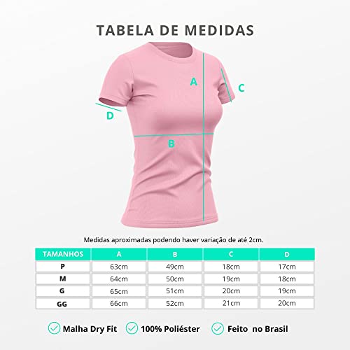 Kit 2 Camisetas Feminina Dry Básica Lisa Proteção Solar UV Térmica Camisa Blusa, Tamanho M