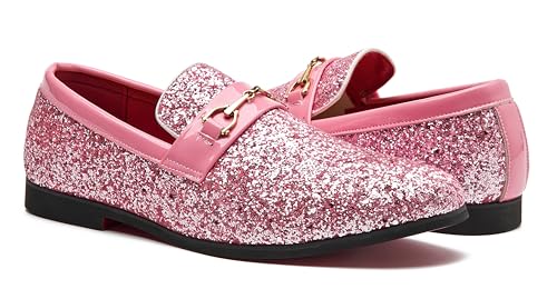 Image of Men Loafer Metallic Textured Slip-on Glitter Sequins Fashion Wedding Dress Shoes Golden