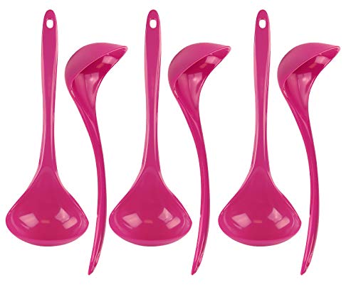 Reston Lloyd Melamine Soup Ladle Kitchen Utensil, Premium Quality Utensil with Heat Resistant Ergonomic Handle, Durable BPA-Free Plastic, 10.5 inch long, 6pc Set, Magenta