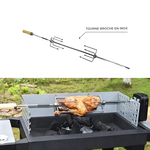 Cook’in Garden – Grillspieß 85 cm, kompatibel mit Drehspießmotor AC084, robustes Zubehör für Fleisch und Geflügel, ideal für die Grill-Rotisserie