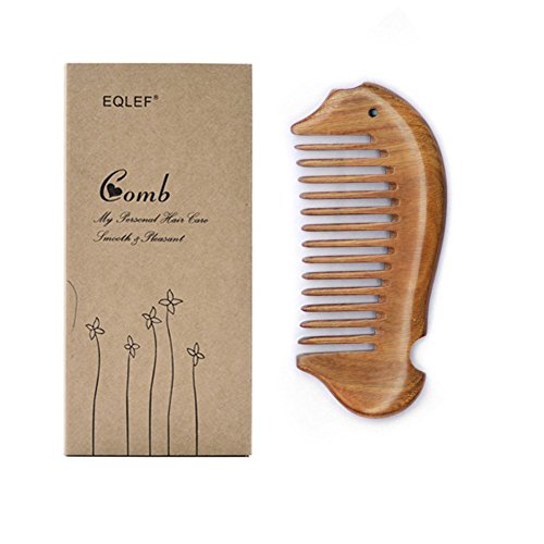 EQLEF® Pescado forma verde sándalo peine de bolsillo pequeño cepillo de pelo...