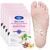 5 Pares Mascarilla para Pies Hidratante, Mascarilla Exfoliante Tipo Calcetín para Mujer y Hombre, ayuda a eliminar piel muerta y durezas, ideal para pies secos, ásperos y talones más suaves, Rosa