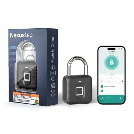 NexusLab Smart Fingerprint Padlock, Locker Lock, Gym Lock with TUYA App Control, IP67 Waterproof, 10 Fingerprints, Stainless Steel Shackle for School Locker, Fence, Gym Locker & Outdoor Gatres