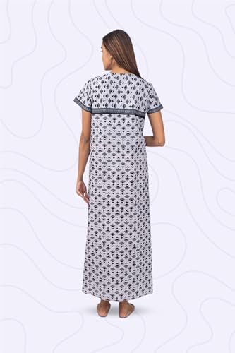 Image of NIHSAMAH Cotton Nighty for Women with Pocket, Premium Printed Long Nighty | Comfortable & Fancy Sleepwear /Nightwear