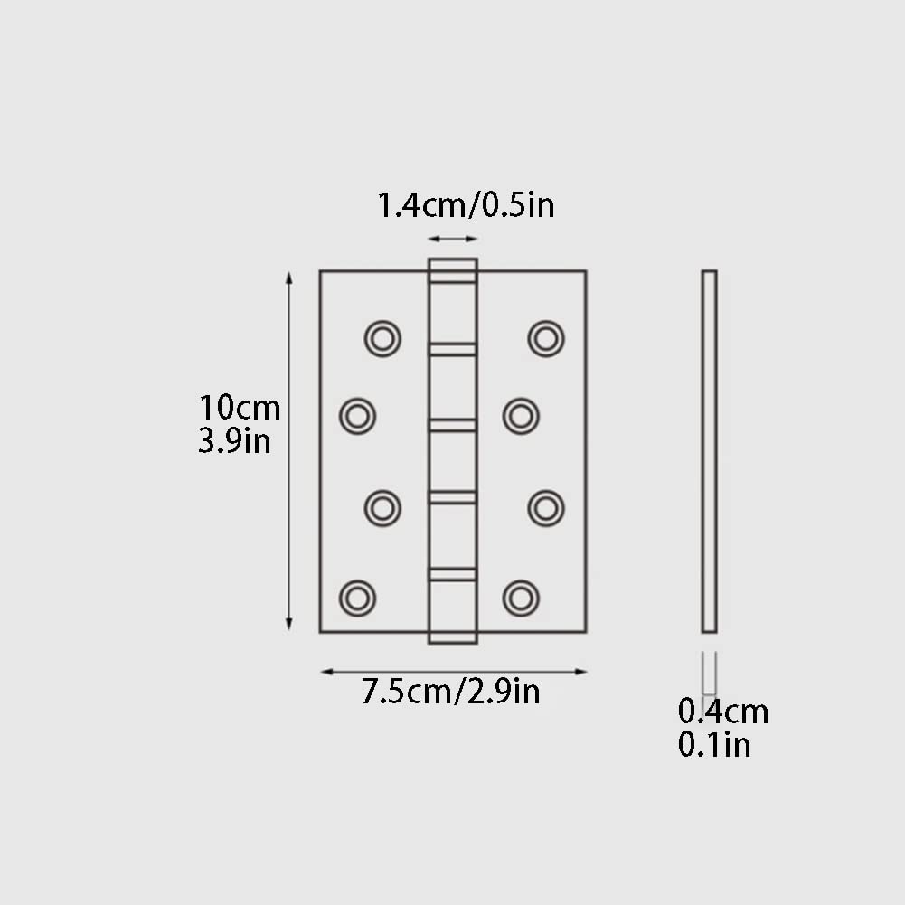 ASFD Furniture Hardware Retro Hinges Non-Mortise Hinges for Wood Doors 180 Degree Shaft Stainless Steel Pivot Hinge System Hinges Butt (Color : Brass, Size : One Size)