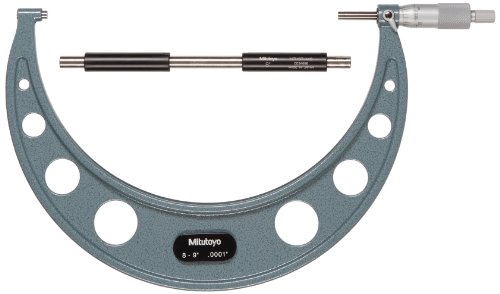 Mitutoyo 103-223 Outside Micrometer, Baked-enamel Finish, Ratchet Stop, 8-9' Range, 0.0001' Graduation, +/-0.0002' Accuracy