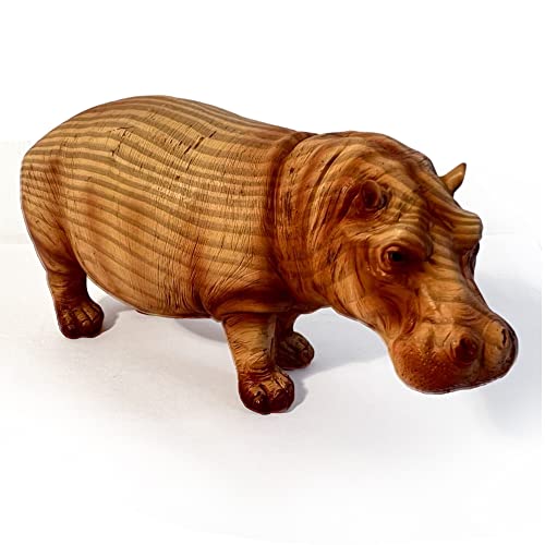Thorness Hippopotome en résine effet bois | Ornements pour la maison | Accessoires de maison | Cadeau d'anniversaire pour amoureux des animaux sauvages | Statue...