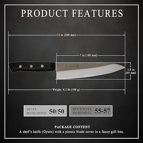 Syosaku Japanese Chef Knife Molybdenum Vanadium Stainless Steel w/o Bolster, Gyuto 7-inch (180mm) Dishwasher Safe by Syosaku - Used condition - Image 4