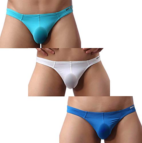 Contracted Thong Shapewear G-string For Men Sexy Underwear T-back B1143 (XL / 32'', SkyBlue/White/DarkBlue)