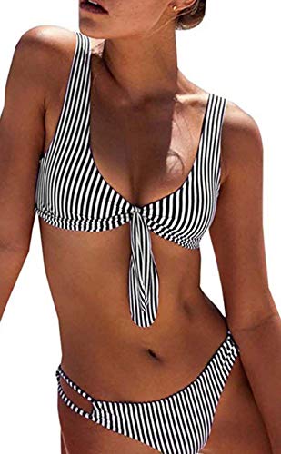 Heekpek Maillot de bain 2 pièces sexy en forme de nu009cud côtelé pour femme - - L