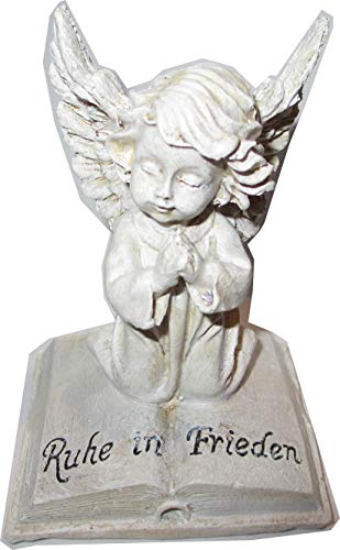 Without Label Grabengel/Engel/Trauerengel kniend auf einem Buch mit dem Spruch Ruhe in Frieden