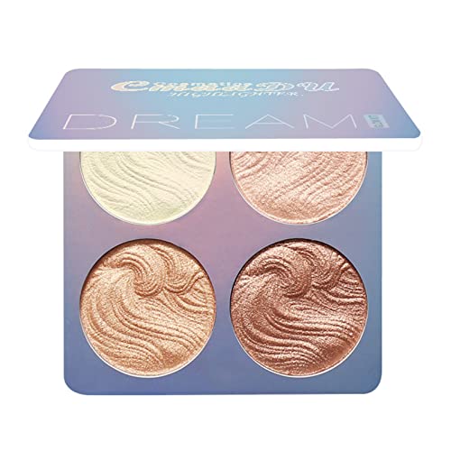 yeacher 4-em-1 Shimmer Highlighter Powder Palette Paleta de pó iluminador Iluminador Assado à prova