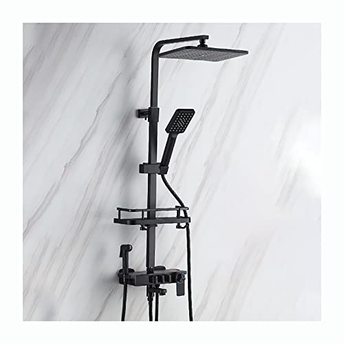Ensemble combiné de douche thermostatique noir LED avec mitigeur mural et douchette - 2