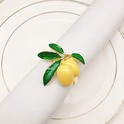 Allinlove Napkin Rings Set Of 4, Fruit Lemon Wedding Napkin Holder Ring Gold Napkin Buckle For Dinning Table Decor Summer Parties Holiday Daily Family Gathering Hotel Table Accessories (Yellow) #TOP5