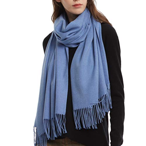 Womens Winter Scarf Cashmere Feel Pashmina Shawl Wraps Soft Warm Blanket Scarves for Women (One size, Cobalt BlueDenim Blue)