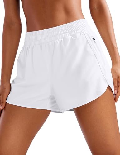 CRZ YOGA Shorts Femininos de Corrida Cintura Alta Forro de Malha ...