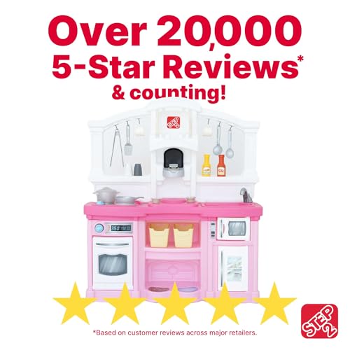Step2 Fun with Friends Kids Kitchen Playset, Indoor/Outdoor Kitchenette, Interactive Play with Lights and Sounds, Durable Plastic, Includes 25 Piece Toy Accessories, Toddlers 2+ Years Old, Pink - image 4