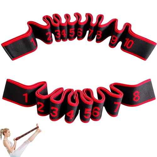 2PCS Fitness Resistance Band for Stretching and Yoga Number Stretch Resistance Band with Clear Markings 8-Section Elastic Training Bands for Full Body Stretching Shaping