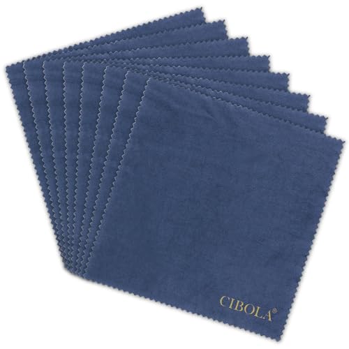 CIBOLA メガネ拭き クロス 8枚入り 個包装 クリーニングクロス 超極細繊維 レンズクロス 眼鏡 クリーナー 液晶 レンズ スマホ マイクロファイバー 洗える (ブルー, 15cm x 15cm)