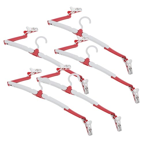 PRETYZOOM 5Pcs Portable Travel Clothes Hangers Collapsible Space Saving Hangers with Clips for Easy Drying Lightweight Material for Jeans and Outdoor Use