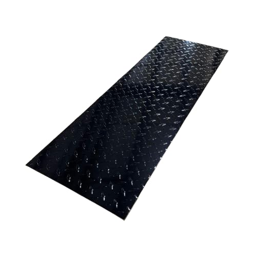12" x 36" Black Diamond Plate Aluminum Sheet, 16 Gauge .050" Thick, Painted One Side, 3003 Alloy - Protective, Door Foot Guard, Work Bench