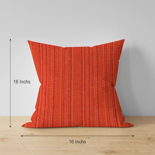 Image of nissi Cotton Plain Cushion Covers, 16x16 inches, Set of 3, (3, Orange, 16x16 inches)