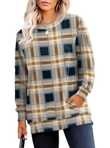 RUMIA Crewneck Fall Sweatshirts for Women Trendy- Women's Plain Long