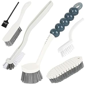 6 Pack Multipurpose Household Cleaning Set, Deep Cleaning Brush Set with Grips – Dish, Scrub, Bottle, Shoe, Groove Gap, Keyboard Brush for Kitchen, Bathroom (B)