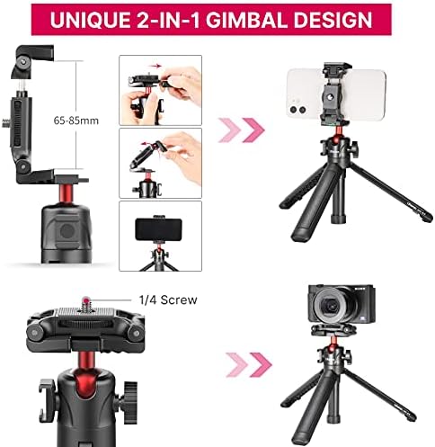 Camera Tripod ULANZI MT-41 Portable Vlogging Tripod Stand with Cold Shoe, Phone Clip, Bluetooth Remote, Handheld Small Mini Tripod for iPhone Android DSLR Webcam