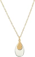 Jojomina Gold Silver Two Tone Dainty Teardrop Pendant Necklace for Women - Mixed Metal Bohemian Jewelry for Mom Everyday Wear