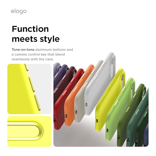 Image of elago for iPhone Air Case, Premium Magnetic Silicone Case, Compatible with MagSafe, Liquid Silicone Material, Protective Cover, Shockproof, Slim Phone, 6.5 inch (Neon Yellow)