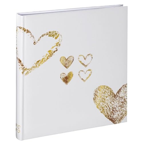 Hama Fotoalbum Herz-Motiv 29x32 cm (Hochzeitsalbum mit 50 weißen Seiten Fotobuch für 250 Fotos im Format 10x15, Album zum Einkleben und Selbstgestalten) weiß/gold Hama Fotoalbum Herz-Motiv 29x32 cm (Hochzeitsalbum mit 50 weißen Seiten Fotobuch für 250 Fotos im Format 10x15, Album zum Einkleben und Selbstgestalten) weiß/gold