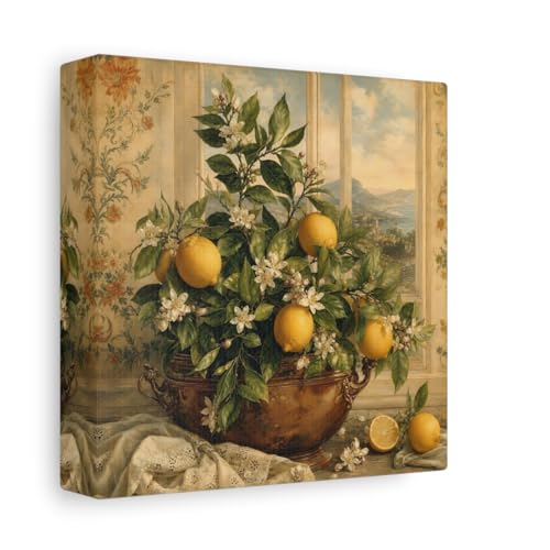 Impression sur toile Nature Lemon Plant jaune petit tableau déco salon 15x15