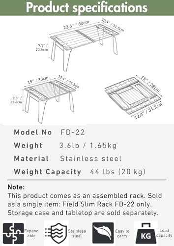 CAMPINGMOON Expandable Slim Camping Rack Foldable Gear Shelf for Tent Camping, Car Camping, RV Trips, Stackable Portable Outdoor Storage FD-22 - Thumbnail 7