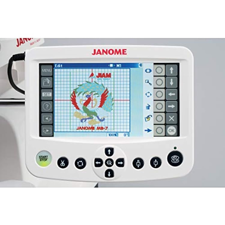 Janome Embroidery Machines - MB7 Heavy Duty Computerized Embroidering and Quilting Machine for Beginners to Experts, Multi Needle Embroidery Machine with 5.7 Remote Computer Screen for Stitching