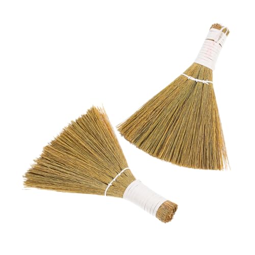SEWOART Spazzola per Scopa a Mano e Mini Scopa da Tavolo Portatile in Erba Morbida Compatta per Pulizia Rapida di Casa Cucina e Ufficio Set da 2 Pezzi