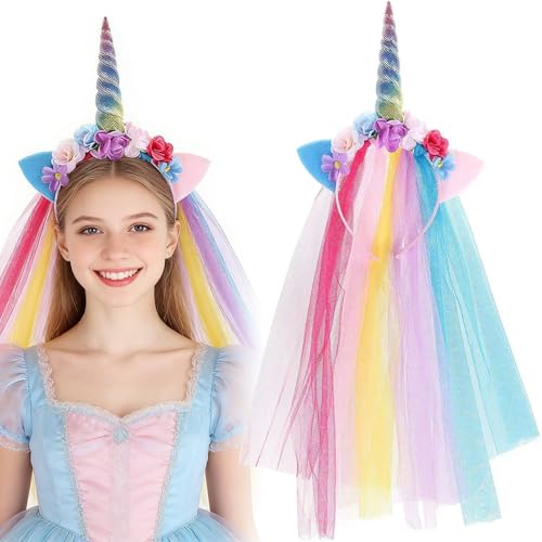 Jiahuade Einhorn Stirnband Einhorn Haarreif Kinder Kindergeburtstag Haarreif Head Accessoires Party Dekoration Haarschmuck für Ostern Geburtstag Party Karneval