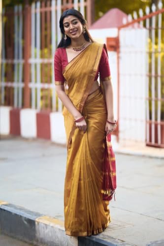 Image of Women's Cotton Soft Silk Sarees | Jamdani Cotton Saree With Attach Unstitched Blouse Piece